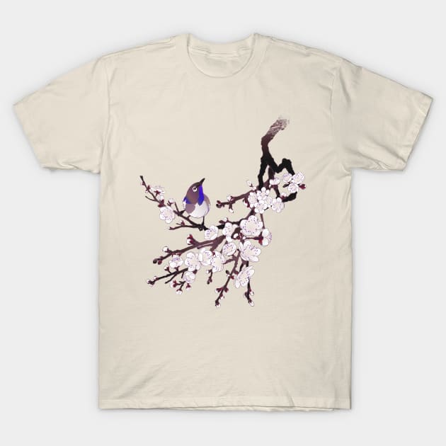 Japanese sakura blossoms and bird T-Shirt by Blacklinesw9